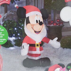 New Gemmy Inflatable 3.5' Mickey Mouse with Santa Beard Disney Holiday Decor